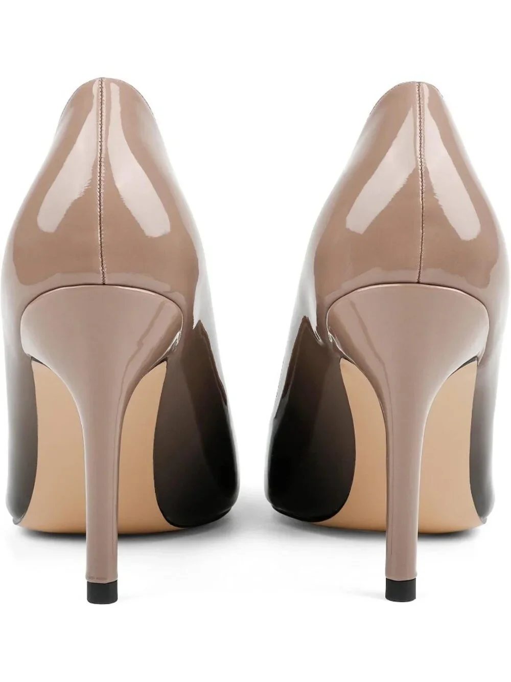 Women's Nude Black Patent Closed Pointed Toe High Heel Pump Slip On Dress Shoes